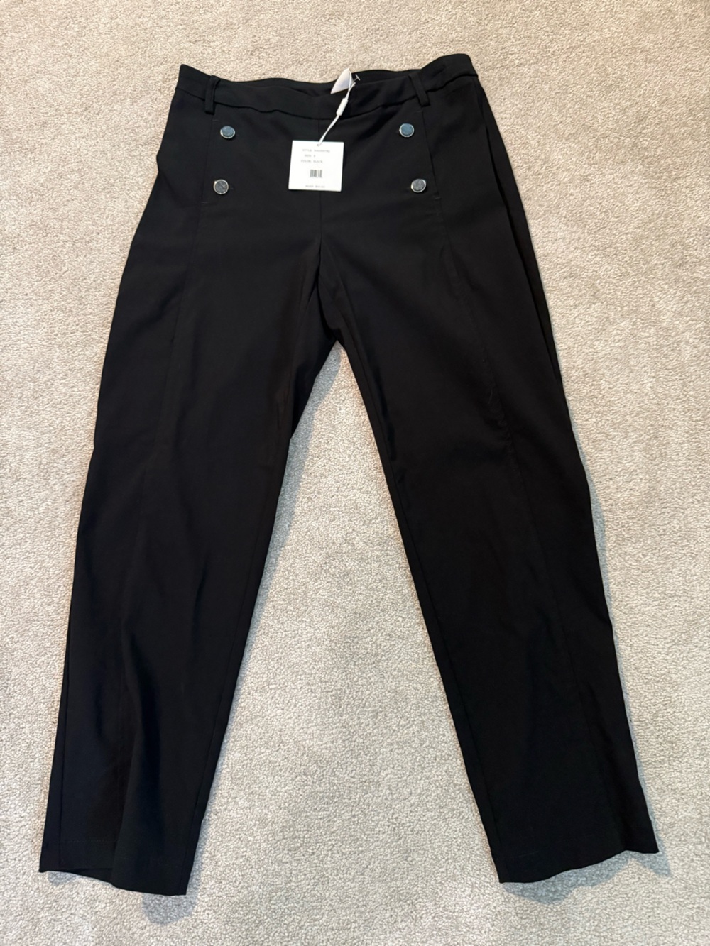 Zac & Rachel Black button front Pants Size 8 NWT
